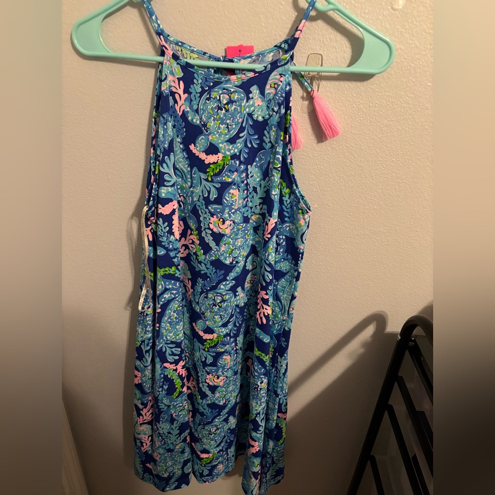 Lilly Pulitzer Blue Multi Floral Halter Dress
